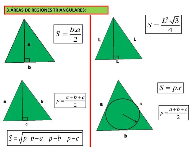 areas de regiones triangulares